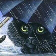 Оригинал схемы вышивки «кот под зонтом» (№991657)