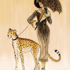 Схема вышивки «Дама с леопардом»