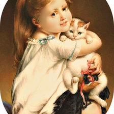 Схема вышивки «Серия "Картины" Девочка с котенком"»