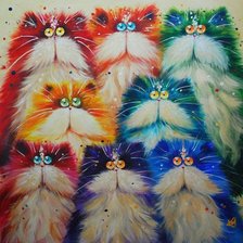 Схема вышивки «коты акварельные»