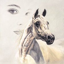 Оригинал схемы вышивки «Девушка и лошадь» (№996144)