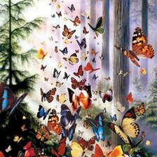 Схема вышивки «бабочки в лесу»
