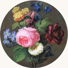 Схема вышивки «Букет с розой. Художник Иоганн Самуэль Арнольд»