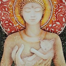 Схема вышивки «Будда с котиком»
