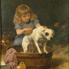 Схема вышивки «Дети и собаки»