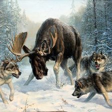 Оригинал схемы вышивки «Охота волков» (№1028494)