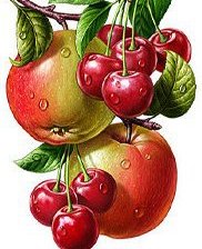 Оригинал схемы вышивки «яблоки и вишня» (№1032331)