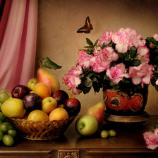 Оригинал схемы вышивки «фруктово-цветочный натюрморт» (№1033495)