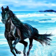 Схема вышивки «черная лошадь в воде»