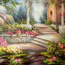 дворик, картина художницы Анка Булгари