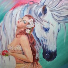 Схема вышивки «Анжелика и белый конь»