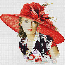 Оригинал схемы вышивки «дама в красной шляпе» (№1059935)