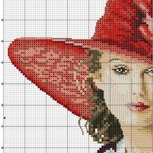 Оригинал схемы вышивки «дама в красной шляпе» (№1059966)