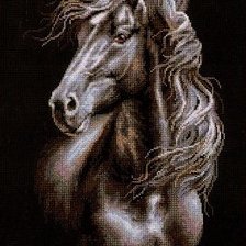 Схема вышивки «лошадь в теплых тонах»
