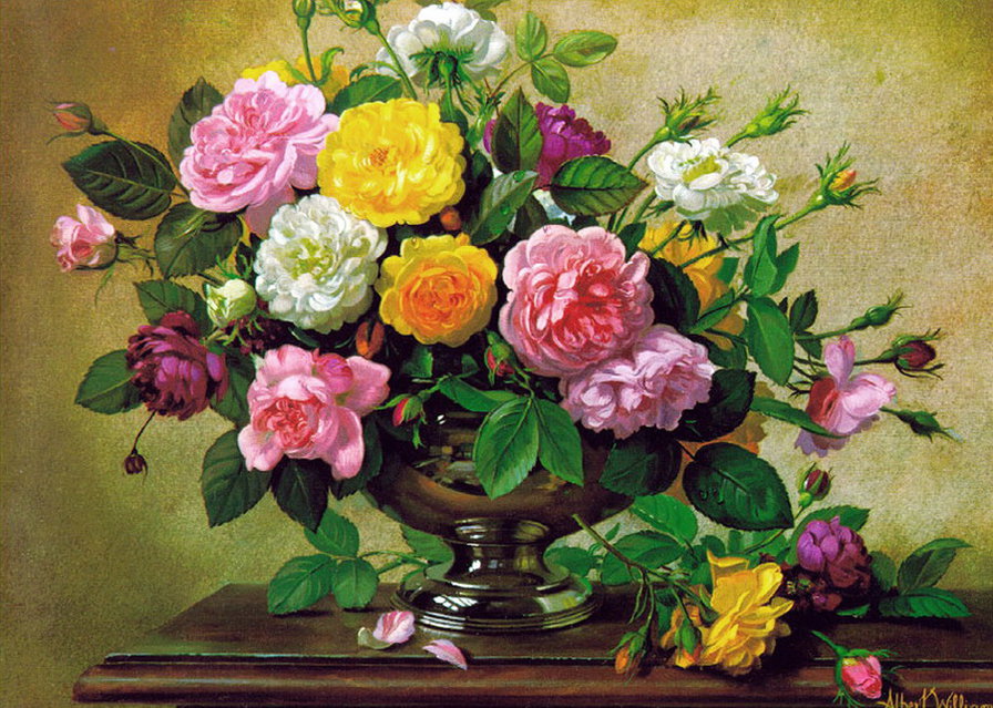 Альберт Вильямс 6 - натюрморт, картина, розы, красота, живопись, цветы - оригинал