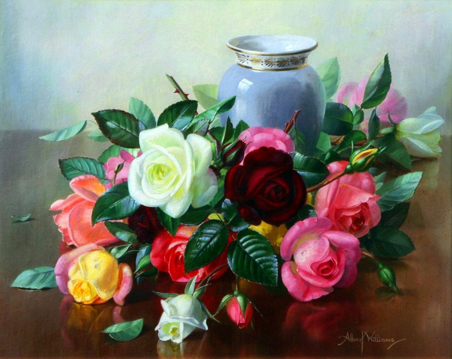 Альберт Вильямс 7 - цветы, розы, живопись, красота, натюрморт, картина - оригинал