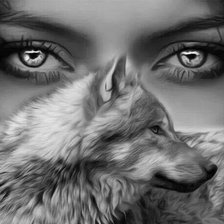 Схема вышивки «девушка природа волк»