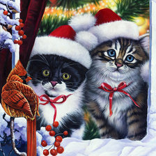Схема вышивки «Рождественские котята.»