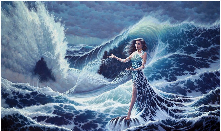 морская стихия - буря, стихия, шторм, природа, море, волны, девушка - оригинал