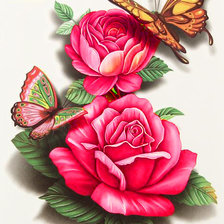 Схема вышивки «розы с бабочкой»
