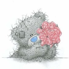 Оригинал схемы вышивки «Мишка с розами» (№1104135)