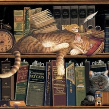 Схема вышивки «Коты и библиотека-2 (с)»