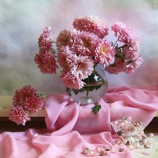 Схема вышивки «розовая хризантема»