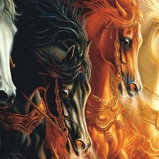 Схема вышивки «4 коня апокалипсиса»