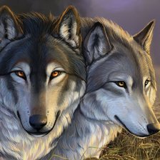 Оригинал схемы вышивки «пара волков» (№1124083)