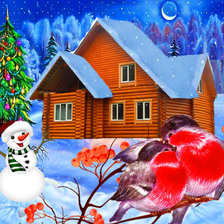 Схема вышивки «дом зима»