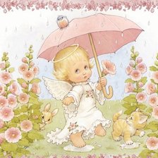 Схема вышивки «ангелочек под дождем»
