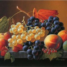 Схема вышивки «натюрморт с фруктами и виноградом»