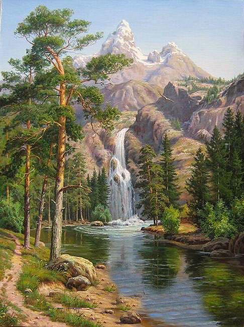 Горный водопад - пейзажи - оригинал
