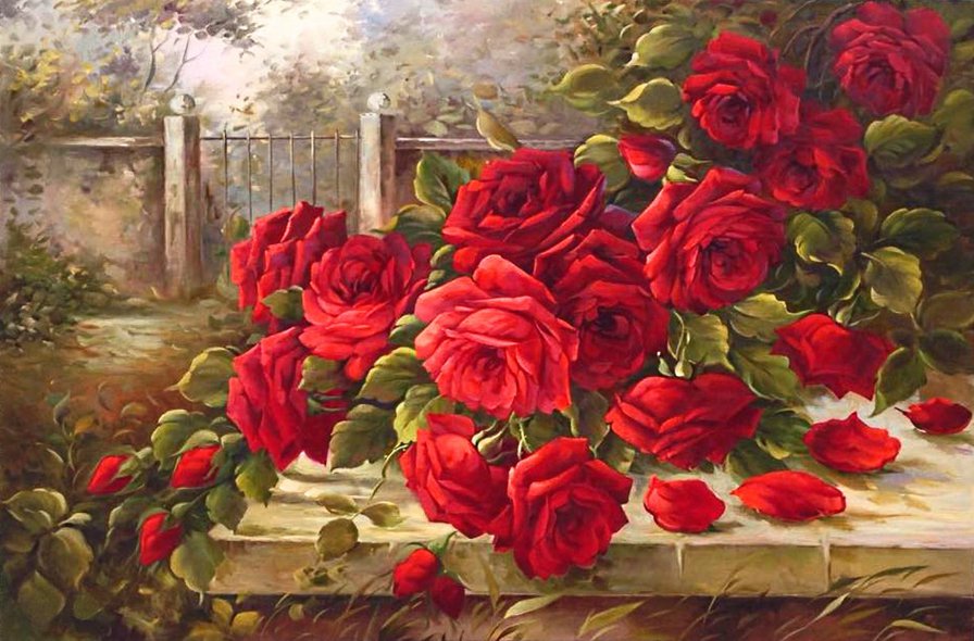 «Как хороши, как свежи были розы...» - красные цветы, роза, розы - оригинал
