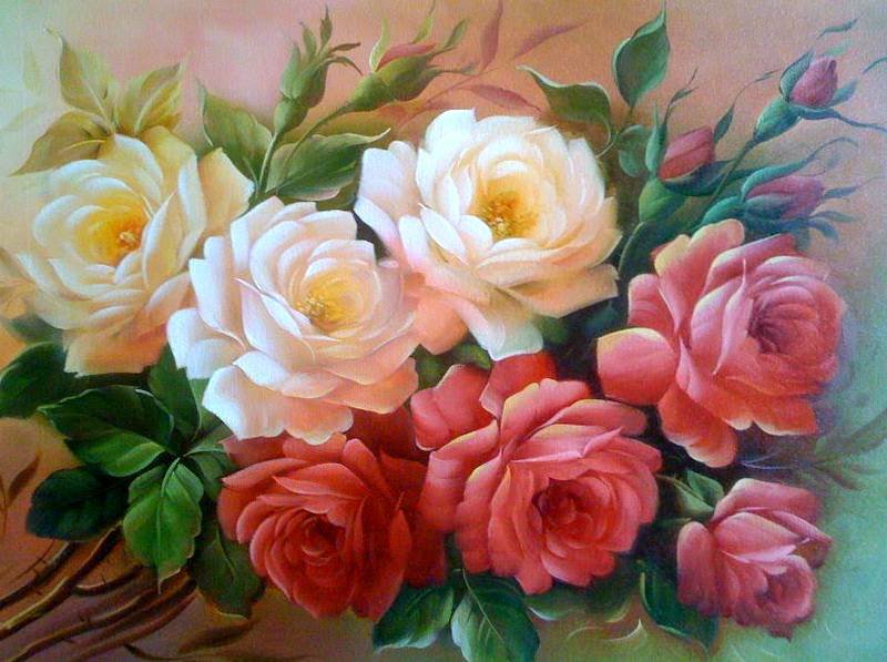 Серия "Флора" - букет, натюрморт, розы - оригинал