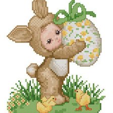 Схема вышивки «ребенок-кролик с пасхальным яйцом»
