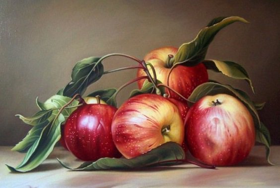 Яблочки - натюрморт, фрукты, яблоки - оригинал
