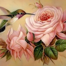 птичка и цветок