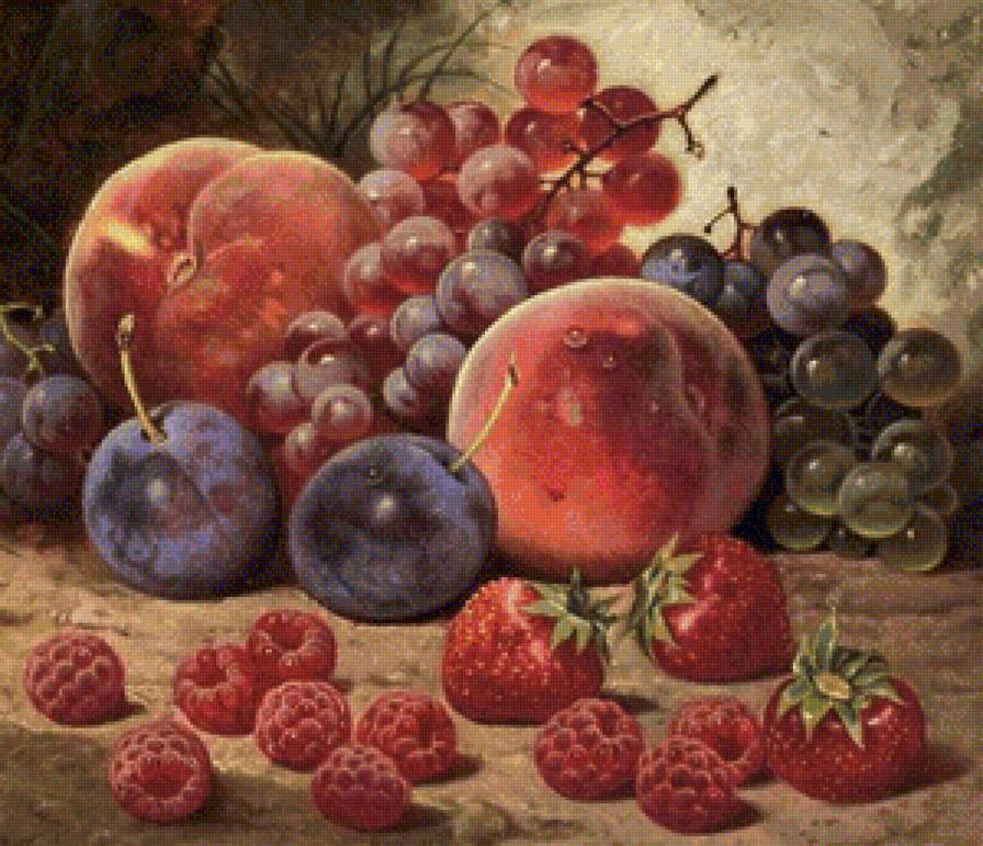 фрукты - натюрморт, виноград, картина, фрукты - предпросмотр