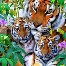 Оригинал схемы вышивки «Семья тигров» (№1168029)