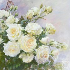 Схема вышивки «Белые розы картина маслом»