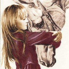 Схема вышивки «лошадь и девочка»