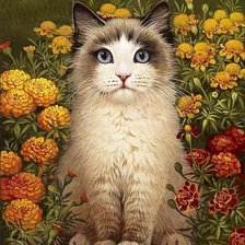 Кошка в цветах