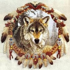 Оригинал схемы вышивки «Ловец снов волк)» (№1201989)
