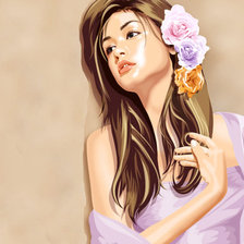Оригинал схемы вышивки «девушка с цветком» (№1212979)