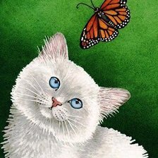 Схема вышивки «Котенок с бабочкой»