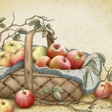 Оригинал схемы вышивки «лукошко с яблоками» (№1224219)