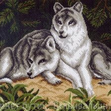 Схема вышивки «Волки в лесу»