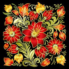 Оригинал схемы вышивки «Подушка с красными цветами» (№1225525)