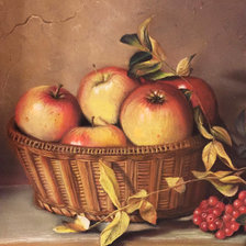 Схема вышивки «Натюрморт с яблочками и рябиной»